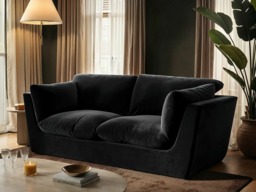 SOLACE+CO Orson 3 Seater Sofa Black Velvet - thumbnail 2