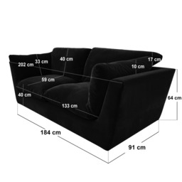 SOLACE+CO Orson 3 Seater Sofa Black Velvet - thumbnail 5