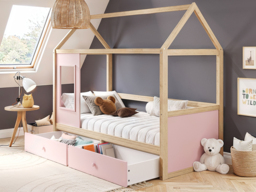 Flair Ted Play House Wooden Bed with Storage Pink - thumbnail 3