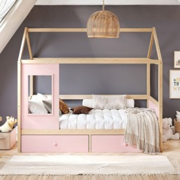 Flair Ted Play House Wooden Bed with Storage Pink