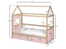 Flair Ted Play House Wooden Bed with Storage Pink - thumbnail 6