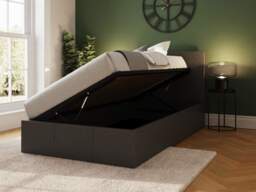 GFW Side Lift Ottoman Storage Bed-Grey Fabric-Single - thumbnail 2