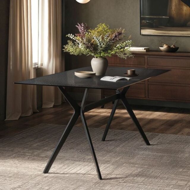 SOLACE+CO Emil Black Mottled Glass Rectangular Dining Table - image 1