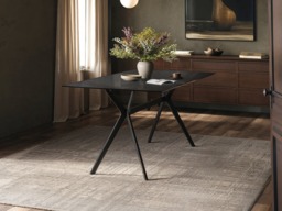 SOLACE+CO Emil Black Mottled Glass Rectangular Dining Table - thumbnail 4