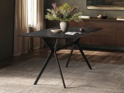 SOLACE+CO Emil Black Mottled Glass Rectangular Dining Table - thumbnail 3