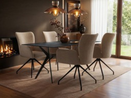 "SOLACE+CO Emil 160cm Rectangular Glass Dining Table Black " - thumbnail 3