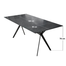 SOLACE+CO Emil Black Mottled Glass Rectangular Dining Table - thumbnail 7