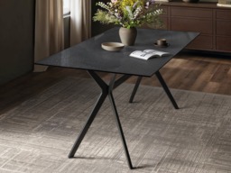 "SOLACE+CO Emil 160cm Rectangular Glass Dining Table Black " - thumbnail 4