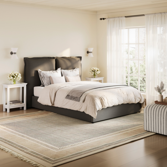 LPD Sunday Upholstered Bed Linen-Grey-SuperKing - image 1