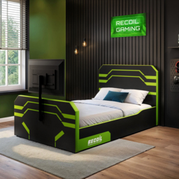 Recoil Alister Side Lift TV Ottoman Bed Black & Green Small Double