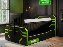 Recoil Alister Side Lift TV Ottoman Bed Black & Green Small Double - thumbnail 2