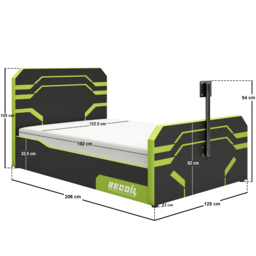 Recoil Alister Side Lift TV Ottoman Bed Black & Green Small Double - thumbnail 6