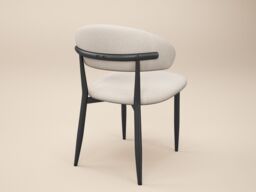 SOLACE+CO Varm & Cyra Black Dining Table Set with Beige Chenille Chairs Table + 6 Chairs - thumbnail 6