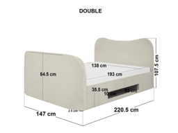 Claybourne TV Ottoman Bed with Side Lift Storage Cream Double - thumbnail 7