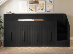 Flair Alexis Mid Sleeper with 4 Wardrobes Black Ribbed - thumbnail 2