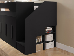 Flair Alexis Mid Sleeper with 4 Wardrobes Black Ribbed - thumbnail 5