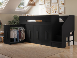 Flair Alexis Mid Sleeper with 4 Wardrobes Black Ribbed - thumbnail 3