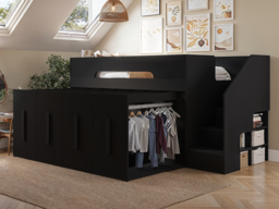 Flair Alexis Mid Sleeper with 4 Wardrobes Black Ribbed - thumbnail 4