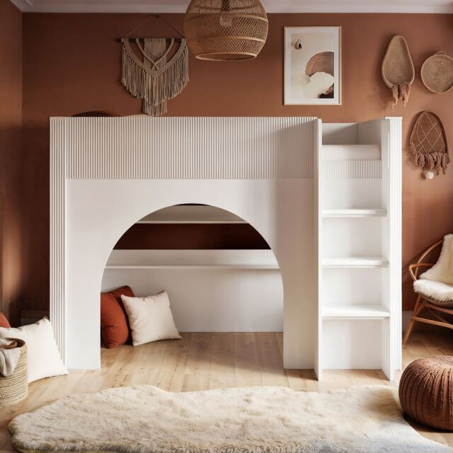 Flair Kaska Ribbed Mid Sleeper Bed White - image 1