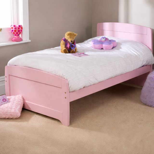 Friendship Mill Rainbow Wooden Single Bed Frame Scandinavian Pine - Pink - image 1