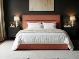 SOLACE+CO Nela Ottoman Bed Woven Fabric Burnt Orange Double - thumbnail 3