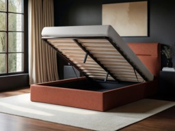 SOLACE+CO Nela Ottoman Bed Woven Fabric Burnt Orange Double - thumbnail 2