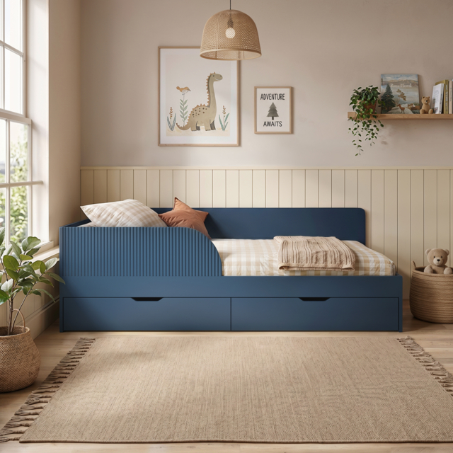 Flair Aris Single Montessori Bed with Storage Drawers Navy - image 1