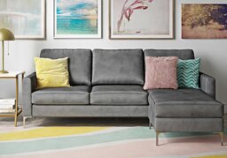 Dorel Chapman Velvet Corner Sofa-Blue - thumbnail 2