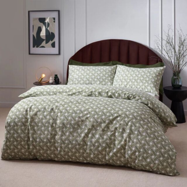 HÖEM Alexa Double Duvet Cover Set Green Cotton Rich-Kingsize - image 1