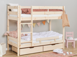 Hoppekids Shorty Bunkbed with Safety Rail and Drawers-Natural - thumbnail 1