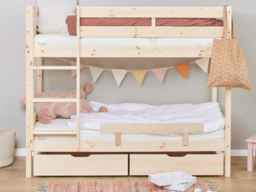 Hoppekids Shorty Bunkbed with Safety Rail and Drawers-Natural - thumbnail 2