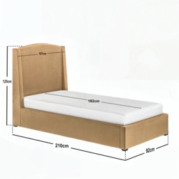 SOLACE+CO Blaine Single Winged Headboard Ottoman Bed Sand Velvet - thumbnail 6
