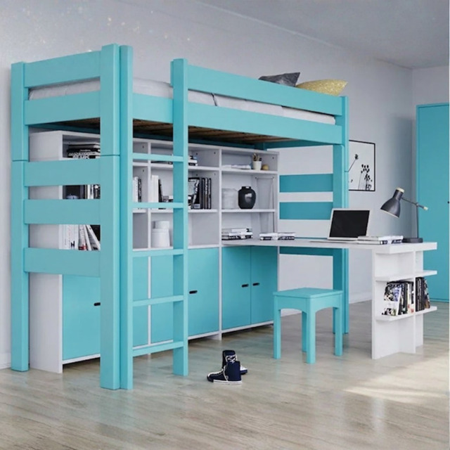 Mathy by Bols Dominique 186 High Sleeper with Bookcase-Light Green - image 1