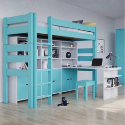 Mathy by Bols Dominique 186 High Sleeper with Bookcase-Light Green - thumbnail 1