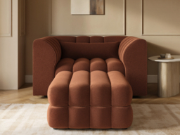 SOLACE+CO Halle Channel Tufted Loveseat with Storage Footstool Burnt Orange Chenille - thumbnail 2