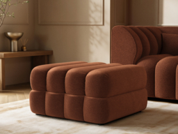 SOLACE+CO Halle Channel Tufted Loveseat with Storage Footstool Burnt Orange Chenille - thumbnail 4