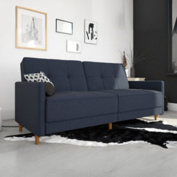 Dorel Andora Sprung Sofa Bed-Navy Linen - thumbnail 1