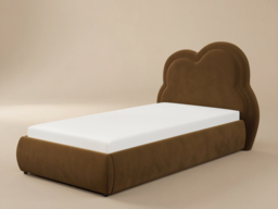 Flair Elyna Single Upholstered Bed with Cloud Headboard Brown Velvet - thumbnail 3