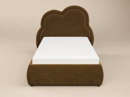 Flair Elyna Single Upholstered Bed with Cloud Headboard Brown Velvet - thumbnail 4