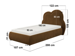 Flair Elyna Single Upholstered Bed with Cloud Headboard Brown Velvet - thumbnail 5