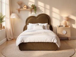 Flair Elyna Single Upholstered Bed with Cloud Headboard Brown Velvet - thumbnail 2