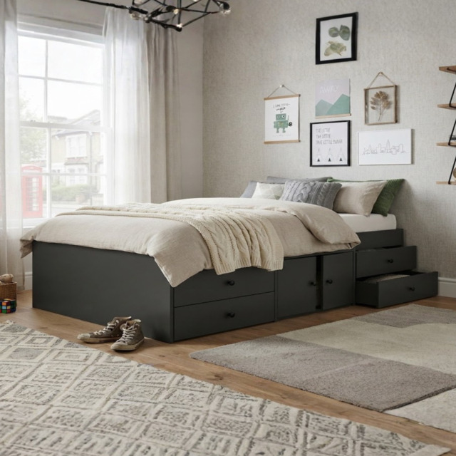 Kidsaw Multi Drawer Single Cabin Bed with Storage Black - image 1