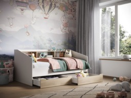 Flair Leni Day Bed with Drawers White & Oak - thumbnail 2
