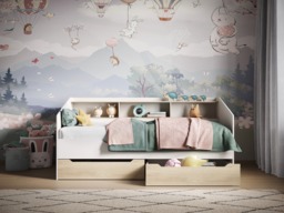 Flair Leni Day Bed with Drawers White & Oak - thumbnail 3