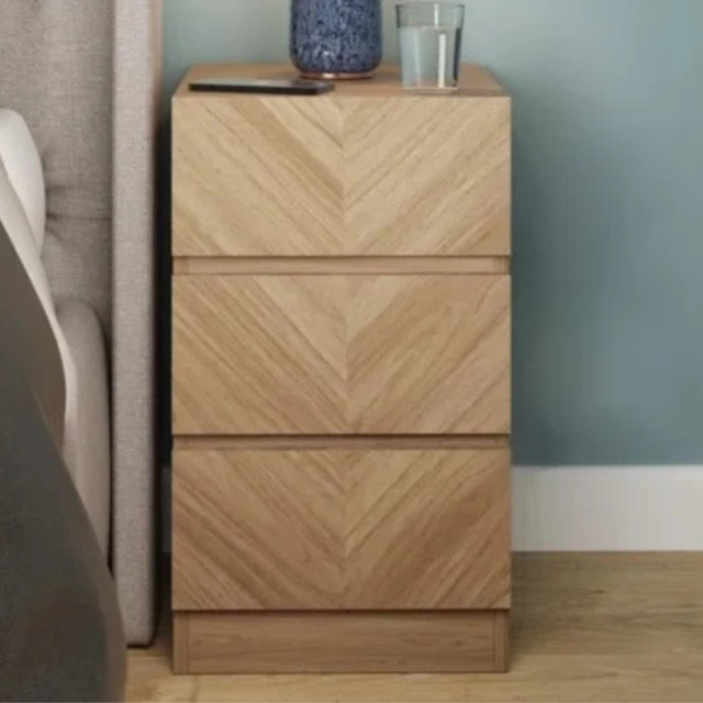 GFW Catania 3 Drawer Bedside Table -Oak - image 1
