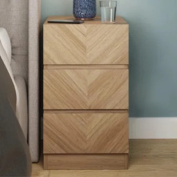 GFW Catania 3 Drawer Bedside Table -Oak - thumbnail 1