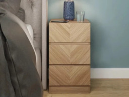 GFW Catania 3 Drawer Bedside Table -Oak - thumbnail 2