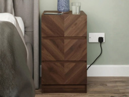 GFW Catania 3 Drawer Bedside Table -Oak - thumbnail 3