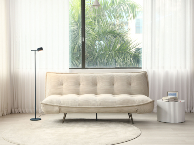 Limelight Remi Cord Fabric Sofa Bed-Natural - image 1