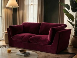 SOLACE+CO Orson 3 Seater Sofa Burgundy Velvet - thumbnail 2
